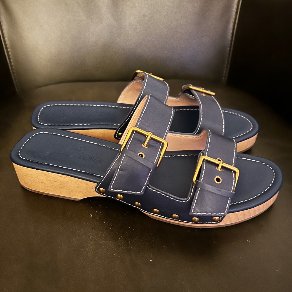 Leather Fouble Strap Wooden Sandal J.crew